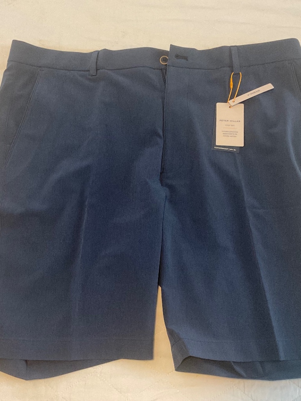 Peter Millar Featherweight Performance Shorts Navy 38 Classic Fit 9in Golf UPF